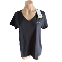 Slazenger Women's Plain V Neck Short Sleeve T-Shirt | Black