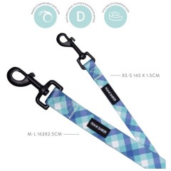 Frank Barker by Splosh Teal Gingham Checks Dog Lead | Two Sizes Frank Barker by Splosh Teal Gingham Checks Dog Lead | Two Sizes
