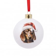 Splosh Home & Gift Christmas Glass Hanging Bauble| Dachshund