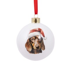 Splosh Home & Gift Christmas Glass Hanging Bauble| Dachshund