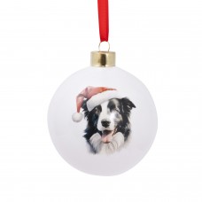 Splosh Home & Gift Christmas Glass Hanging Bauble| Border Collie