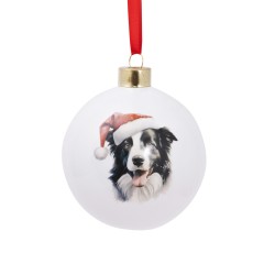 Splosh Home & Gift Christmas Glass Hanging Bauble| Border Collie
