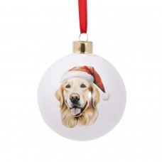 Splosh Home & Gift Christmas Glass Hanging Bauble| Golden Retriever