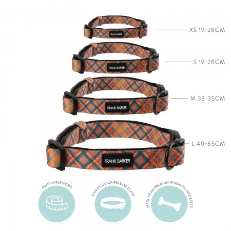 Frank Barker by Splosh Orange Plaid Dog Collar | Four Sizes