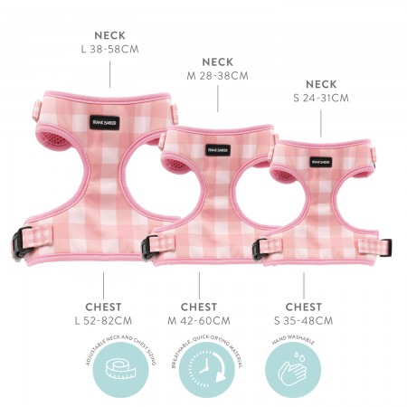 Frank Barker by Splosh Pink Gingham Checks Dog Harness | Large