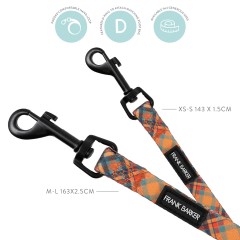 Frank Barker by Splosh Orange Plaid Dog Lead | Size XS - S Frank Barker by Splosh Orange Plaid Dog Lead | Size XS - S