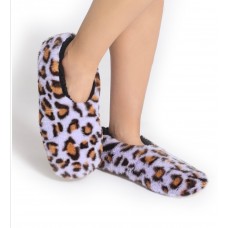 SnuggUps Women's Lilac Leopard Print Slippers |  Large EU 40 - 42