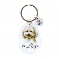 Pet Keyring with Charm | Maltese