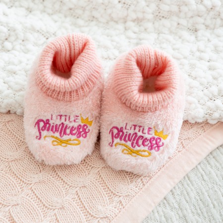 SnuggUps Baby Princess Embroidered Slippers | Pink