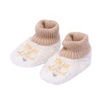 SnuggUps Baby So Loved Embroidered Slippers | Cream