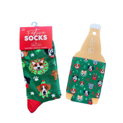 Splosh Christmas Socks & Can Cooler Pack | Dog Print Splosh Christmas Socks & Can Cooler Pack | Dog Print