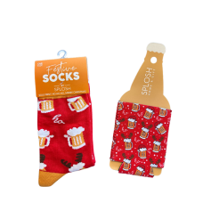 Splosh Christmas Socks & Can Cooler Pack |  Beer Print