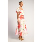 STYLE STATE Pleated Bodice Tie Style Midi Dress | Summer Floral