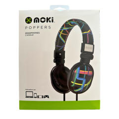 Moki Poppers Kids Over Ear Headphones | Black Subway