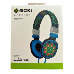 Moki Poppers Kids Over Ear Headphones | Blue Mandala