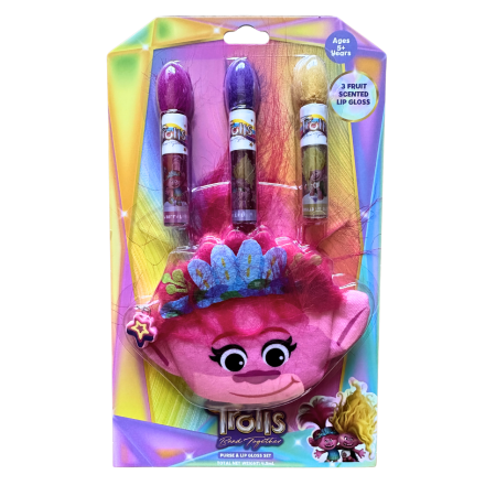 DreamWorks Trolls Band Together Purse & Lip Gloss Set | 3 Scented Lip Gloss