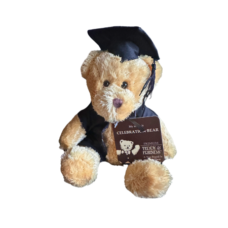 Teddy & Friends Brand Soft Gold Graduation Bear Plush Momento | Gold Celebration 15cm