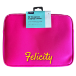 J Burrows 13" Neoprene Custom Name Zip Close Laptop Sleeve | Hot Pink