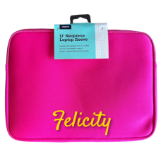 J Burrows 13" Neoprene Custom Name Zip Close Laptop Sleeve | Hot Pink