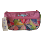 Otto Small Twin Zip Custom Name Pencil Case | Geo Pink Floral