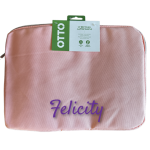 Otto 14" 100% Recycled Custom Name Zip Close Laptop Sleeve | Pink
