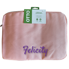 Otto 14" 100% Recycled Custom Name Zip Close Laptop Sleeve | Pink