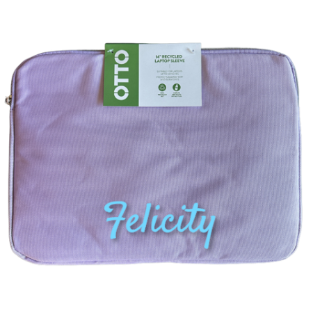 Otto 14" 100% Recycled Custom Name Zip Close Laptop Sleeve | Lilac