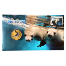 2018 Crabeater Seal Australian PNC with Coloured Tuvalu $1 Coin 7500 Limited