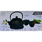 Hobnail Teapot Set ( 800ml Teapot,1xTrivet - 2x100ml Cups) - 800ml - Black