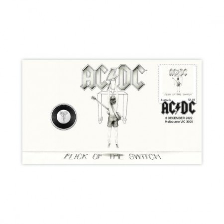 AC/DC Flick Of The Switch Postal Numismatic Cover Coin & Stamp Folder Set 7500 Limited