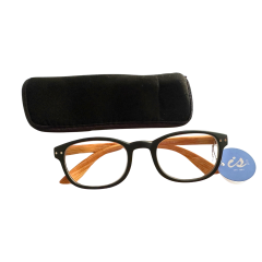 IS Gift Brand Natural Frame Reading Glasses with Soft Case| Black