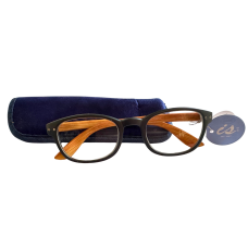 IS Gift Brand Natural Frame Reading Glasses with Soft Case| Blue