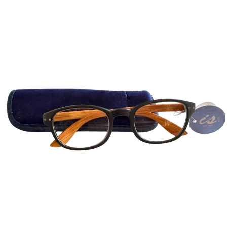 IS Gift Brand Natural Frame Reading Glasses with Soft Case| Blue