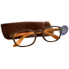 IS Gift Brand Natural Frame Reading Glasses with Soft Case| Brown