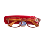 IS Gift Brand Natural Frame Reading Glasses with Soft Case| Red