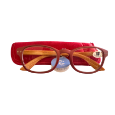 IS Gift Brand Natural Frame Reading Glasses with Soft Case| Red