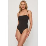 WINNIE & CO. Square Neckline Stretch Black Cami Bodysuit