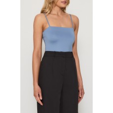 WINNIE & CO. Square Neckline Stretch Steel Blue Cami Bodysuit