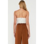 WINNIE & CO. Strapless White Fringe Top with Boning