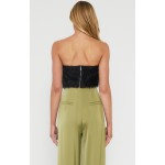 WINNIE & CO. Strapless Black Fringe Top with Boning