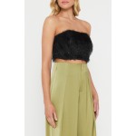 WINNIE & CO. Strapless Black Fringe Top with Boning